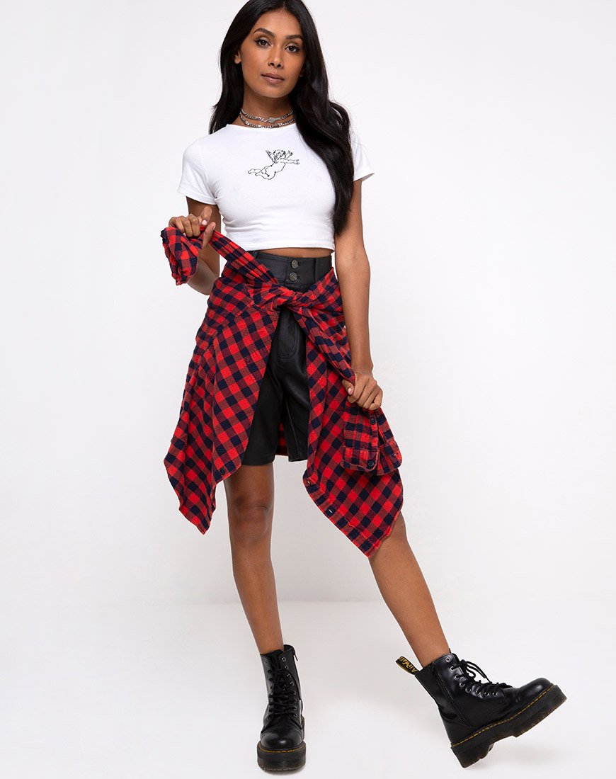Image de Tindy Crop Top in White Cherub Embro Black