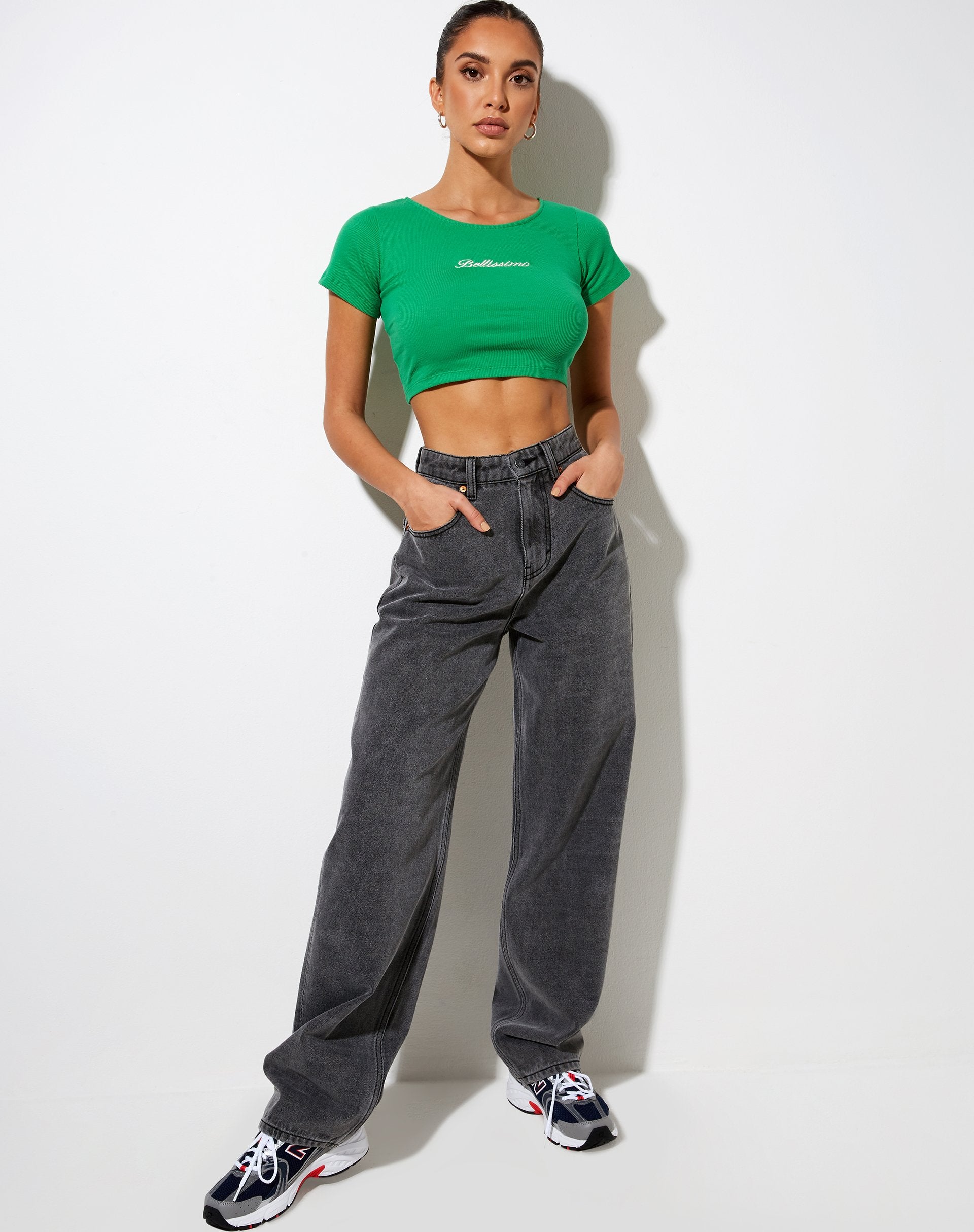 Image de Tindy Crop Top in Rib Fun Green Bellissimo