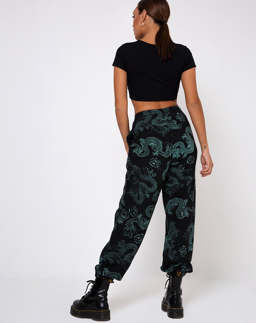 Image de Tindy Top Fleur de dragon Placement noir et menthe
