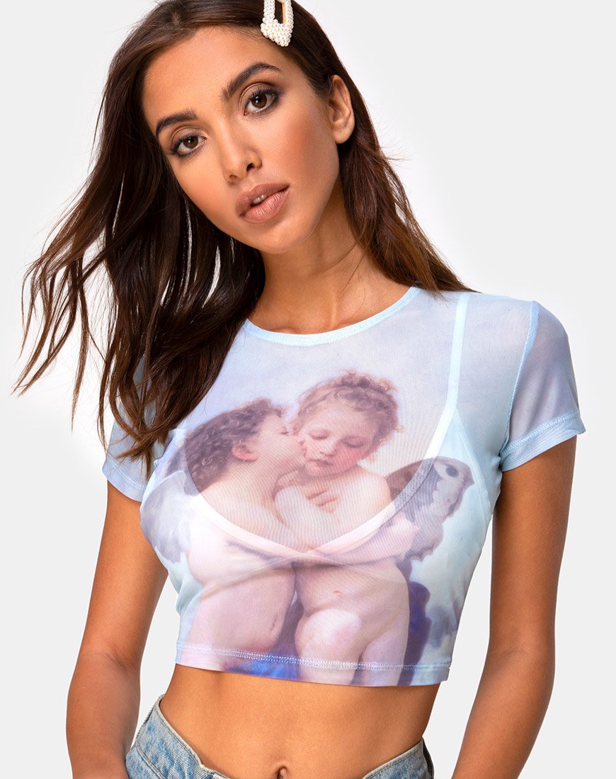 Image de Tiney Crop Top Tee in Cherub Kiss Blue