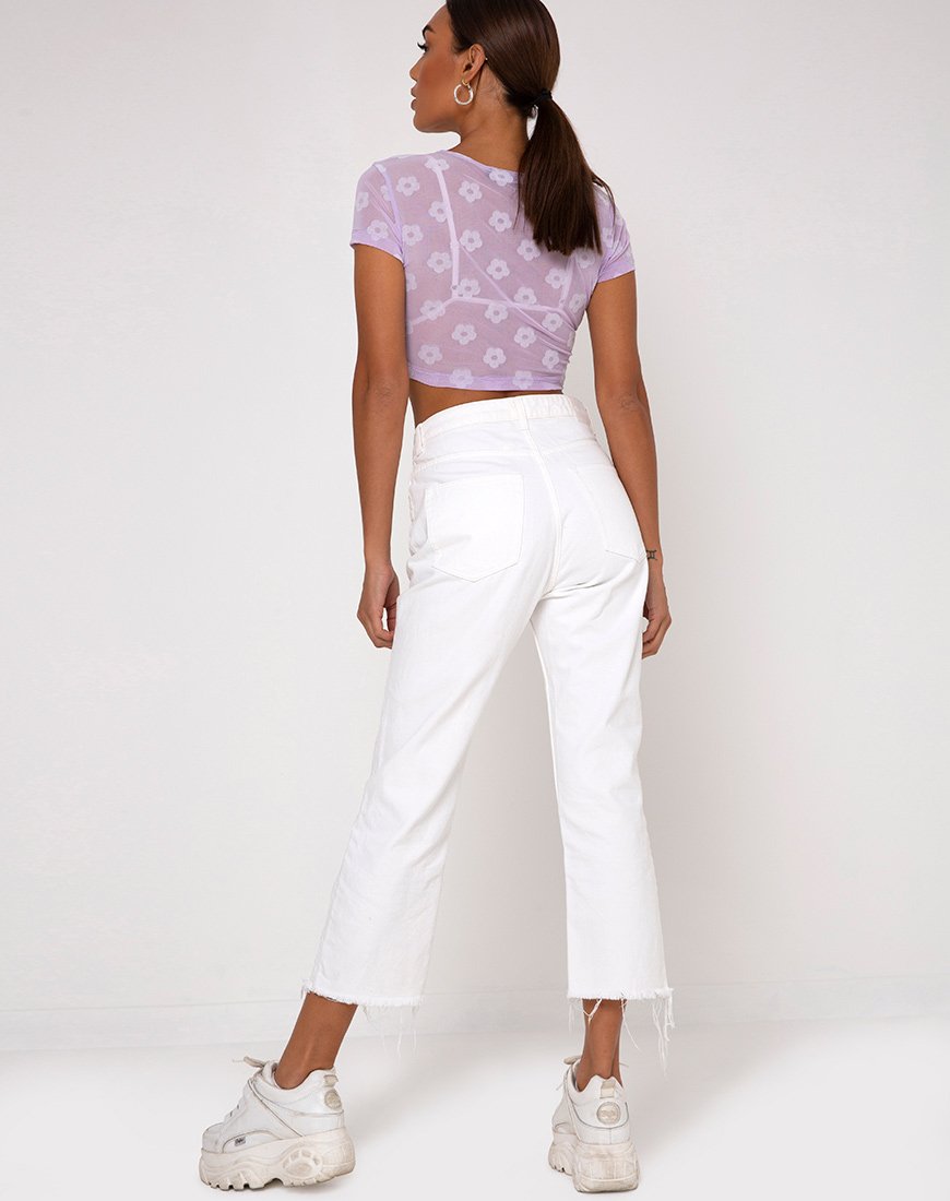 Image de Tiney Crop Tee en Lilas Mesh Daisy White Flock