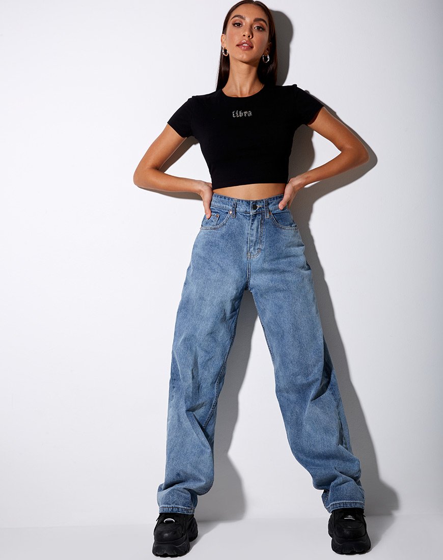 Image de Tiney Crop Tee en noir Libra Diamante
