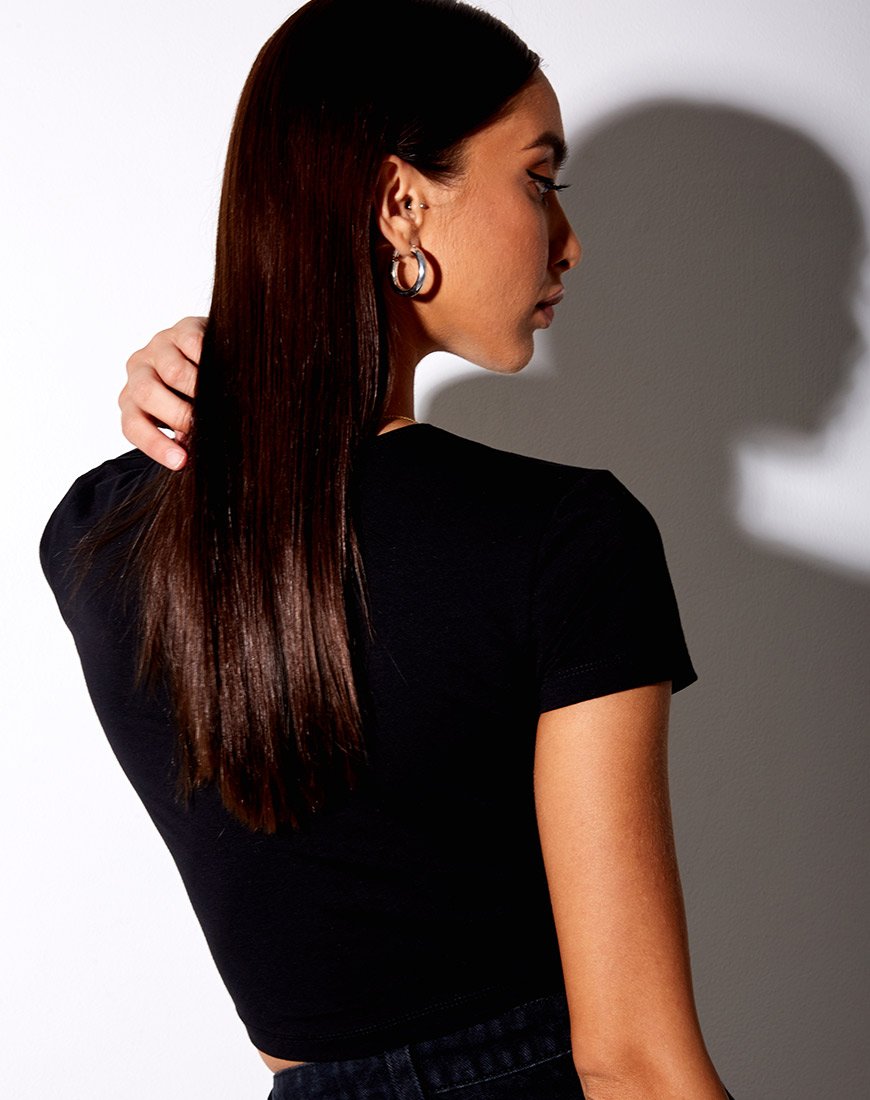 Image de Tiney Crop Tee en noir Taurus Diamante