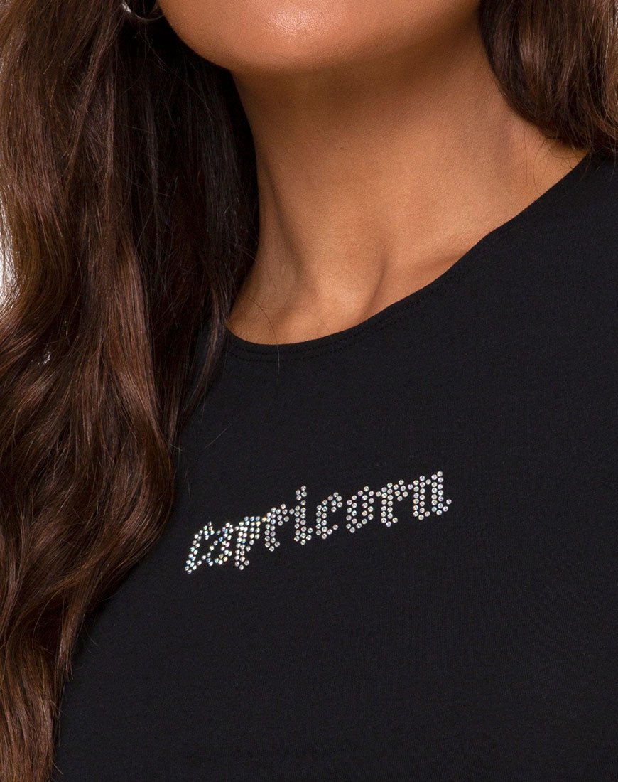 Image de Tiney Crop Top Tee in Black Capricorn Diamante by Motel