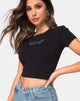 Image de Tiney Tee en noir avec Angel Heart Diamante