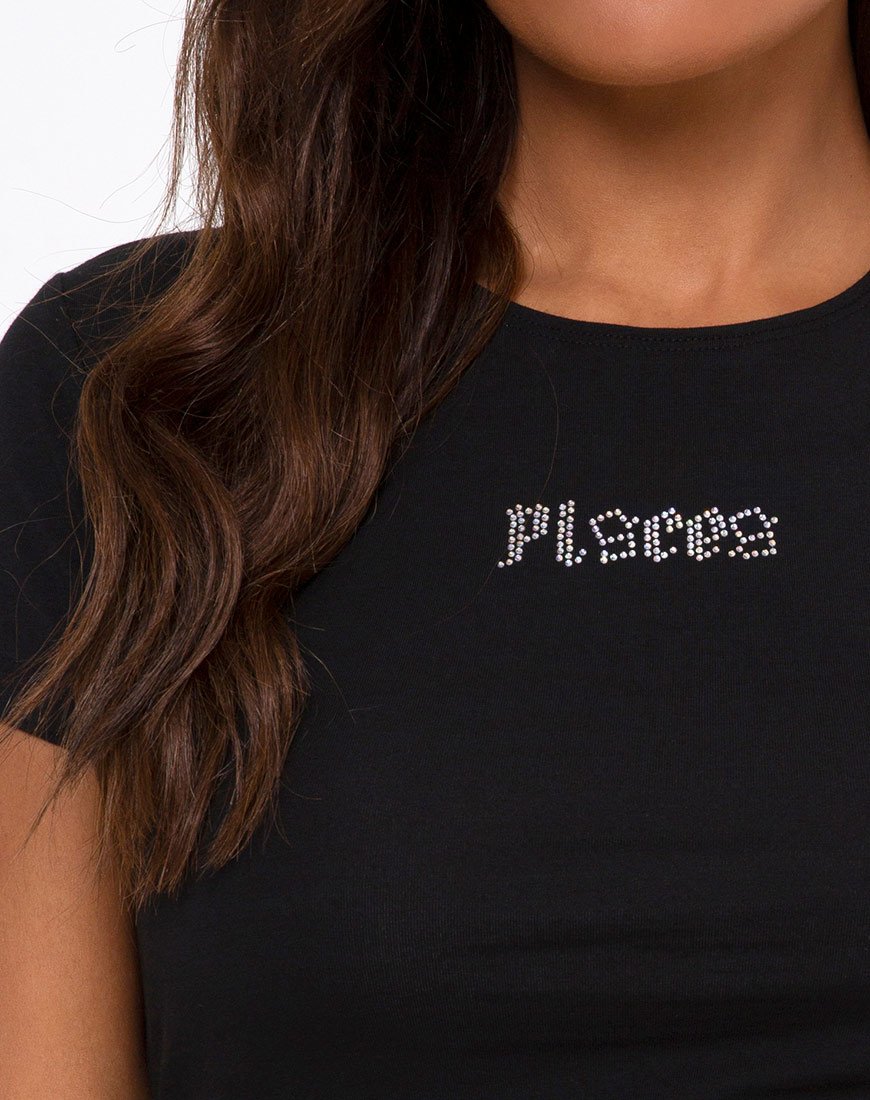 Image de Tiney Crop Tee en noir Pisces Diamante