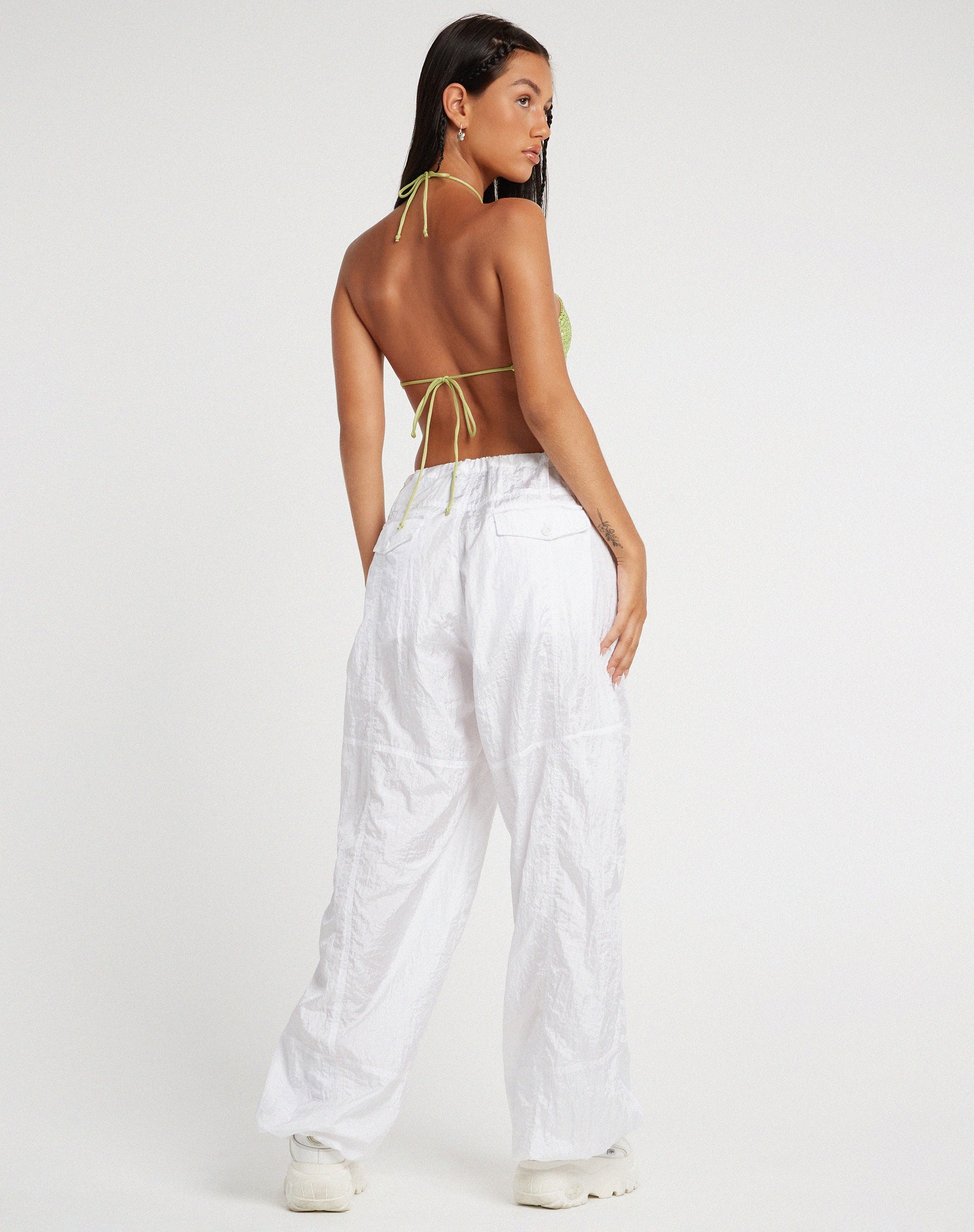 image de Tinimi Crop Top in Drape Sequin Lime Green