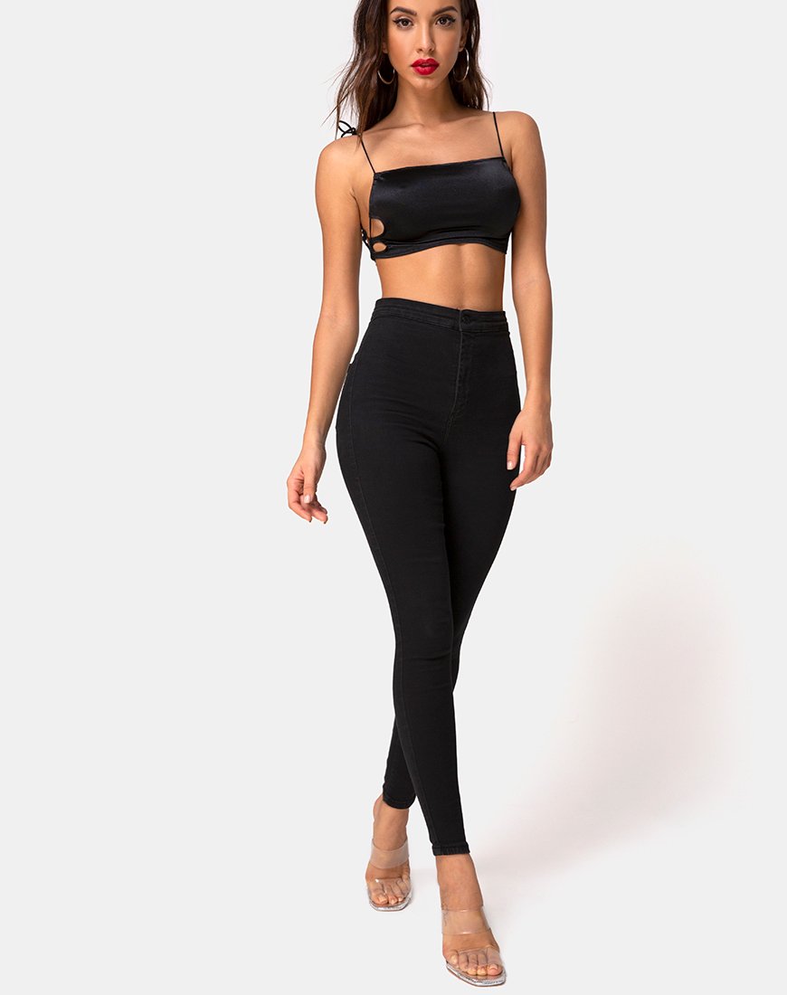 Image de Tisya Crop Top in Satin Black