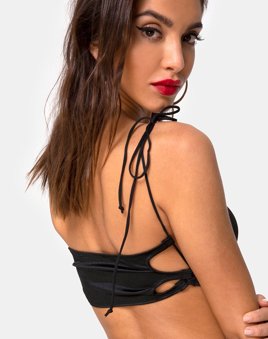 Image de Tisya Crop Top in Satin Black