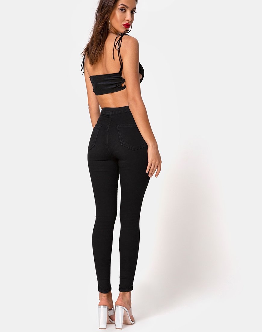 Image de Tisya Crop Top in Satin Black