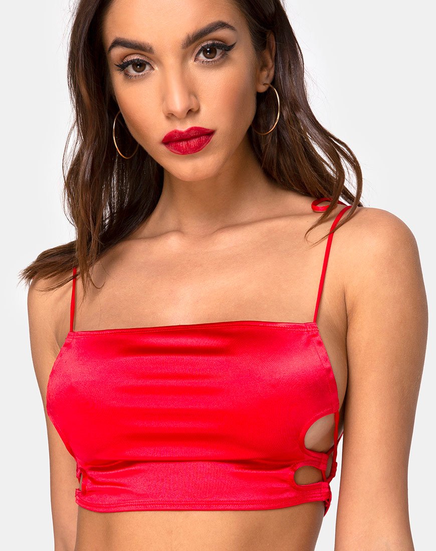 Image de Tisya Crop Top in Satin Red