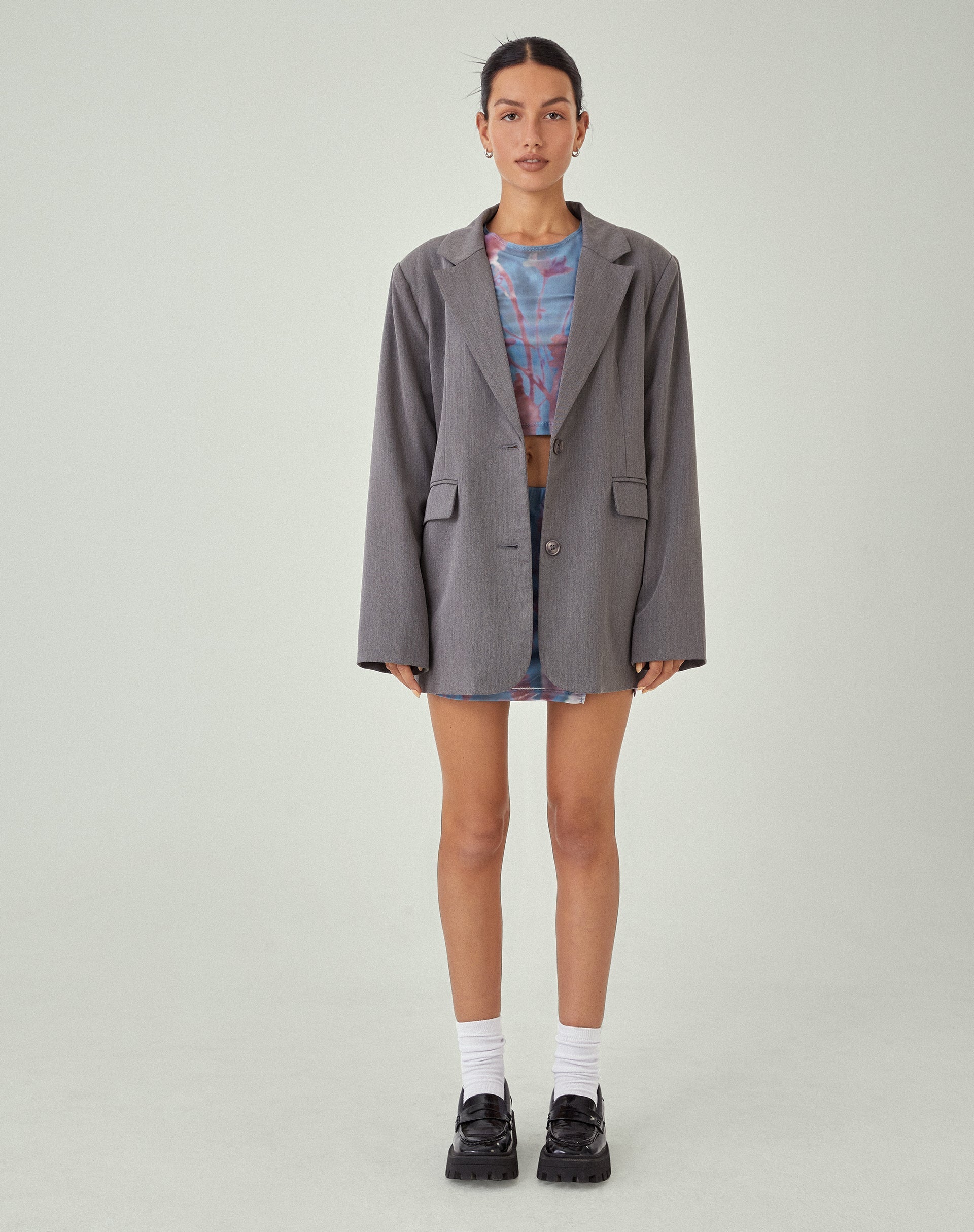 Image de MOTEL X JACQUIE Minijupe Pelma en maille lumineuse bleue