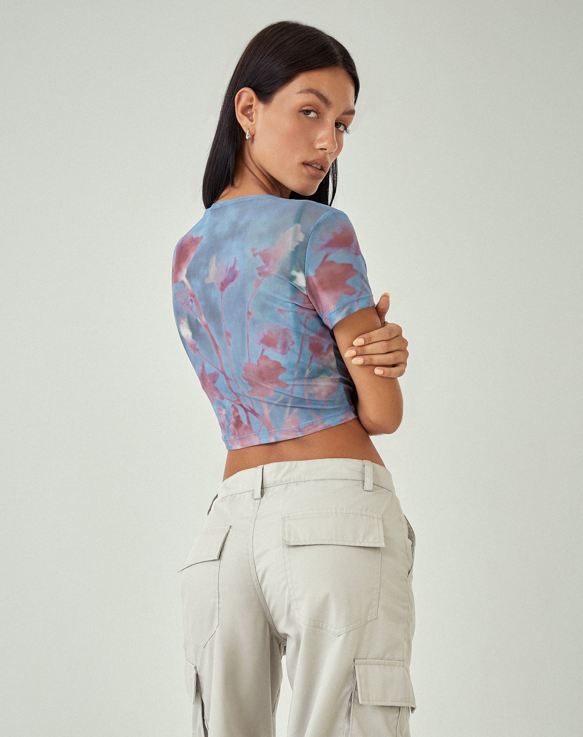 Image de MOTEL X JACQUIE Top imprimé Tonia en Lumen Mesh Blue