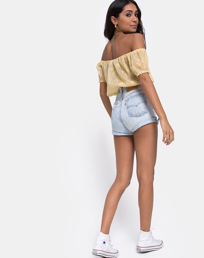 Image de Eva Crop Top in Pastel Lace Lemon