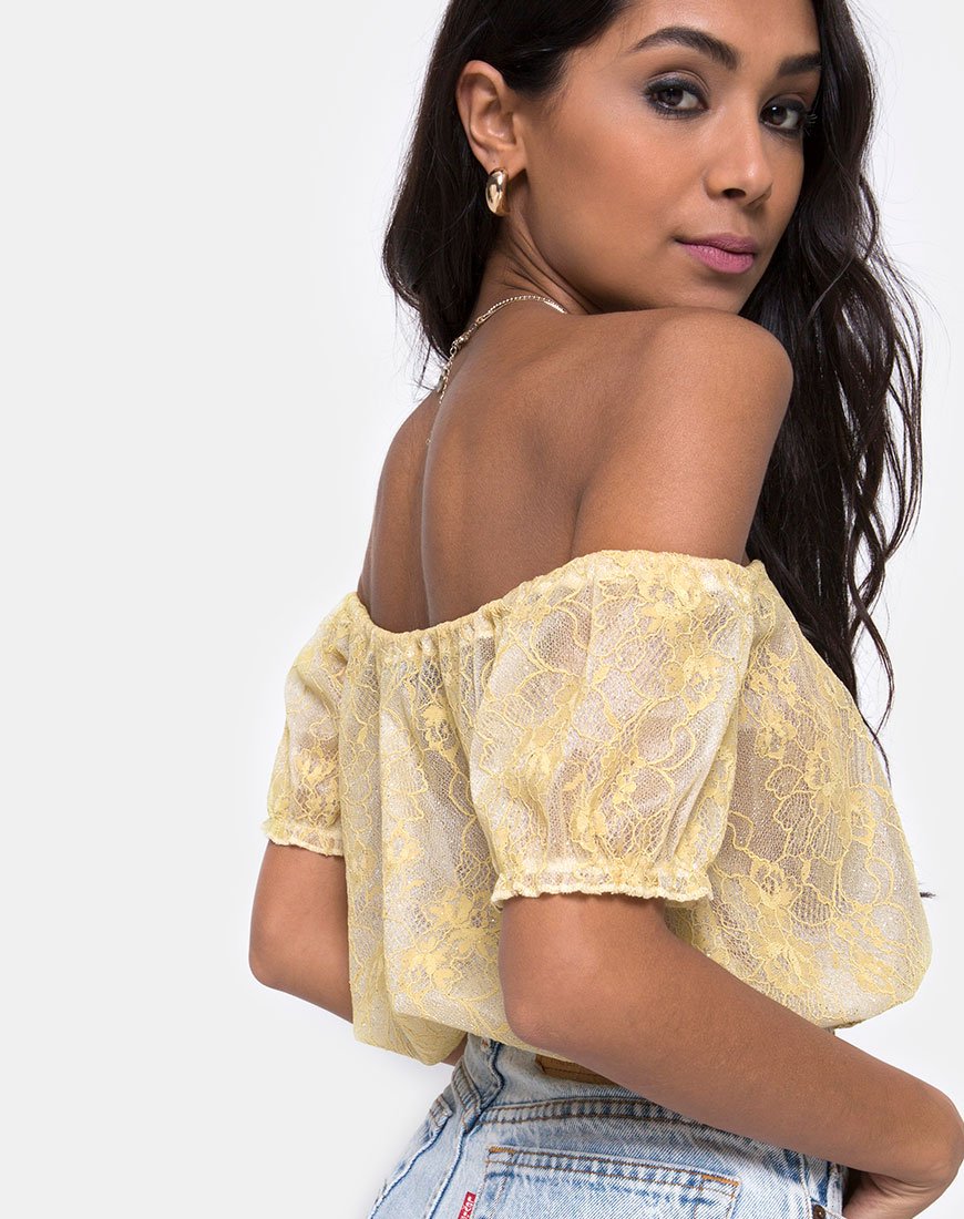 Image de Eva Crop Top in Pastel Lace Lemon