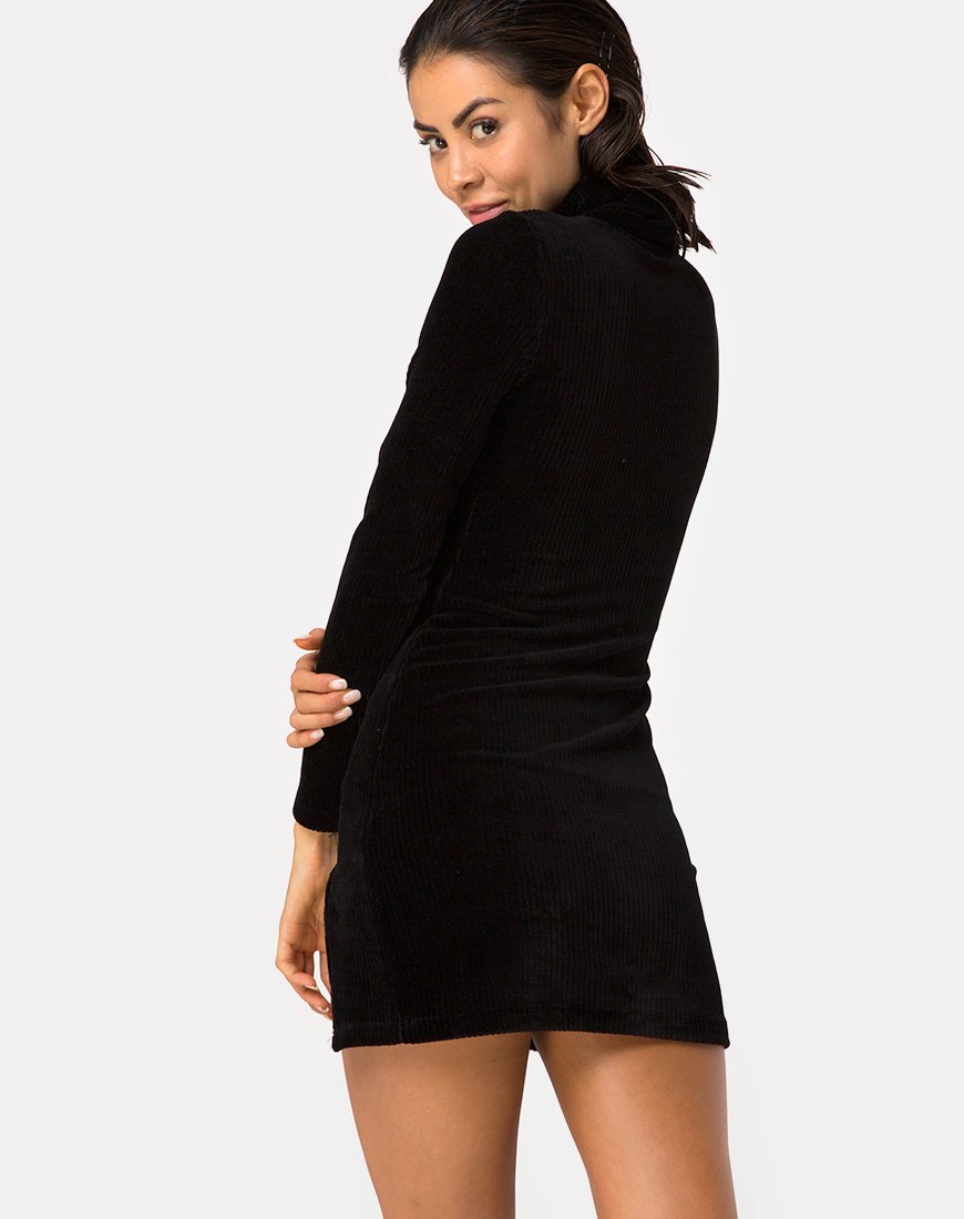 Robe Tor en velours côtelé noir