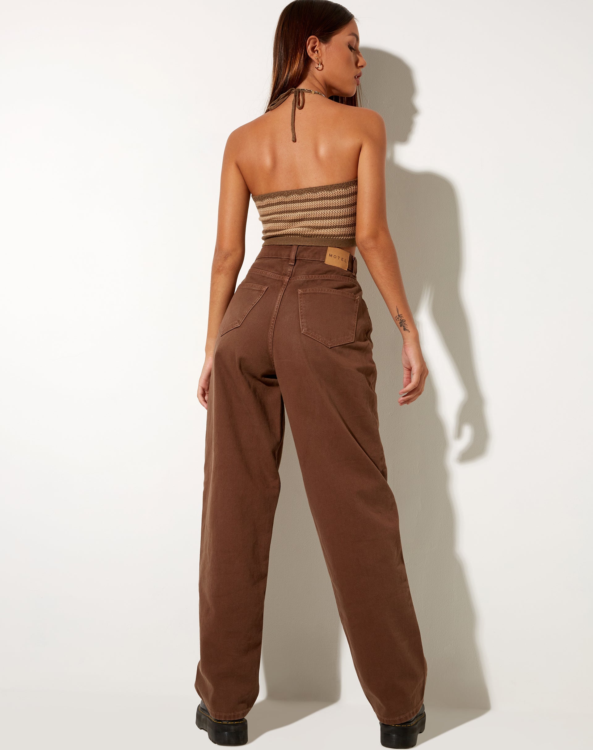 Image de Trina Crop Top in Crochet Mini Stripe Khaki