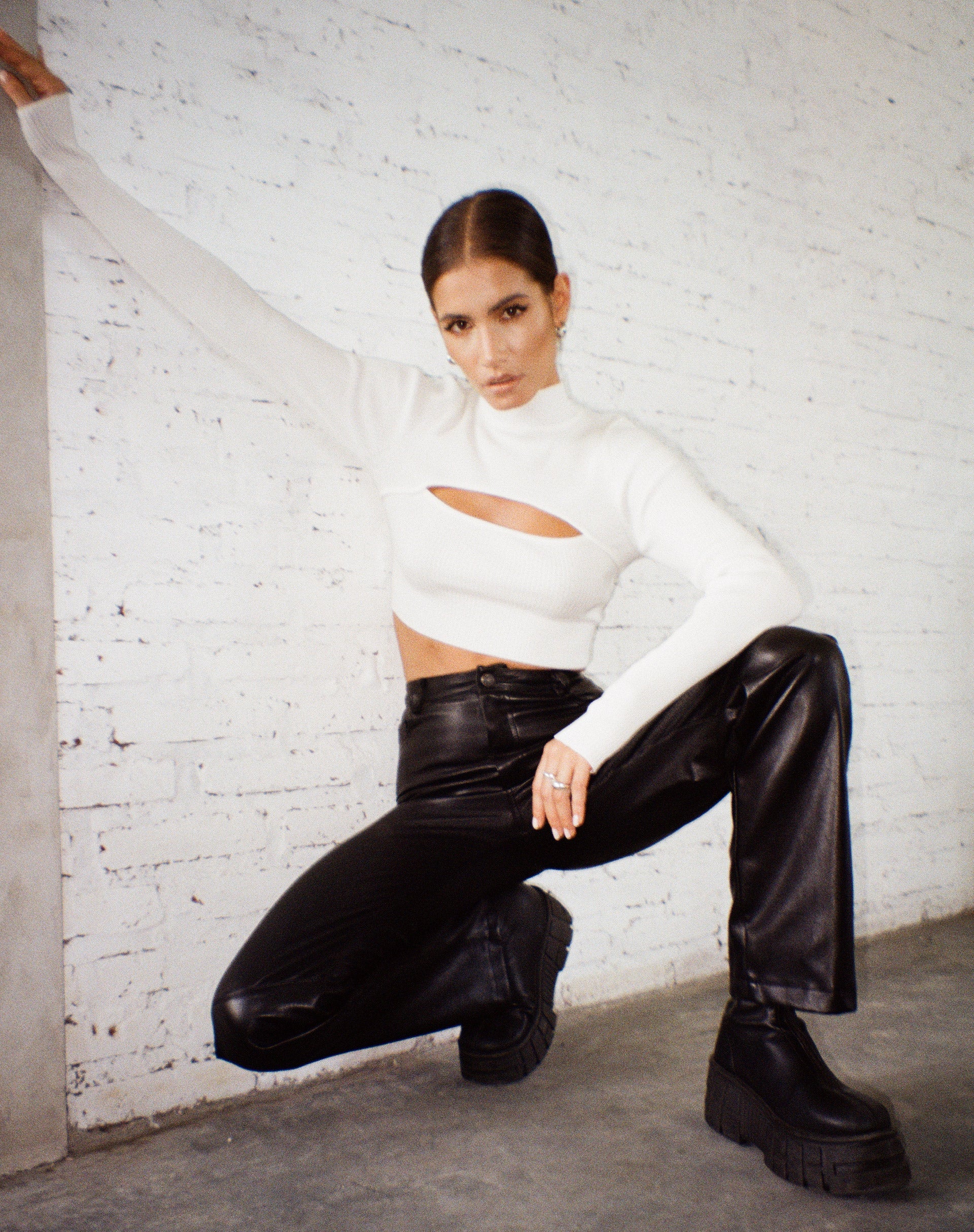 Image de Tronis Crop Top in Rib Star White