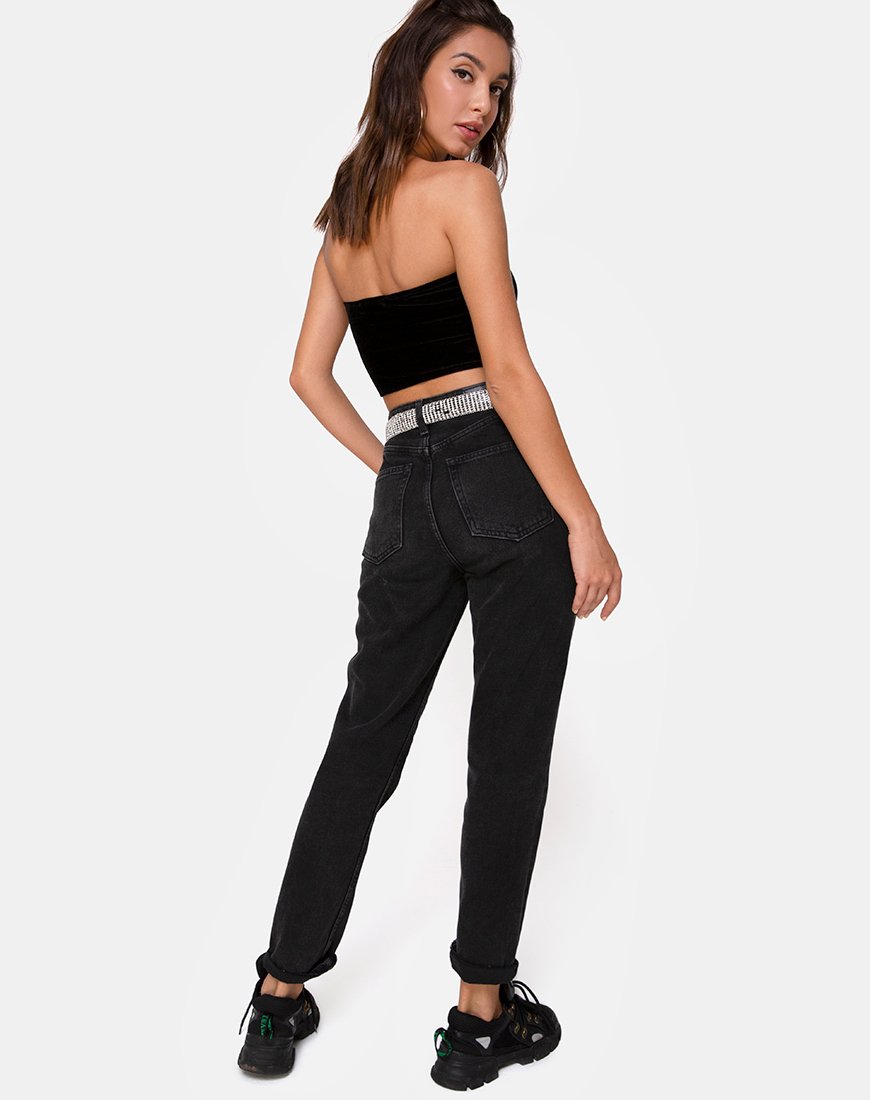 Image du haut de forme en noir avec Angel Diamante Hot Fix