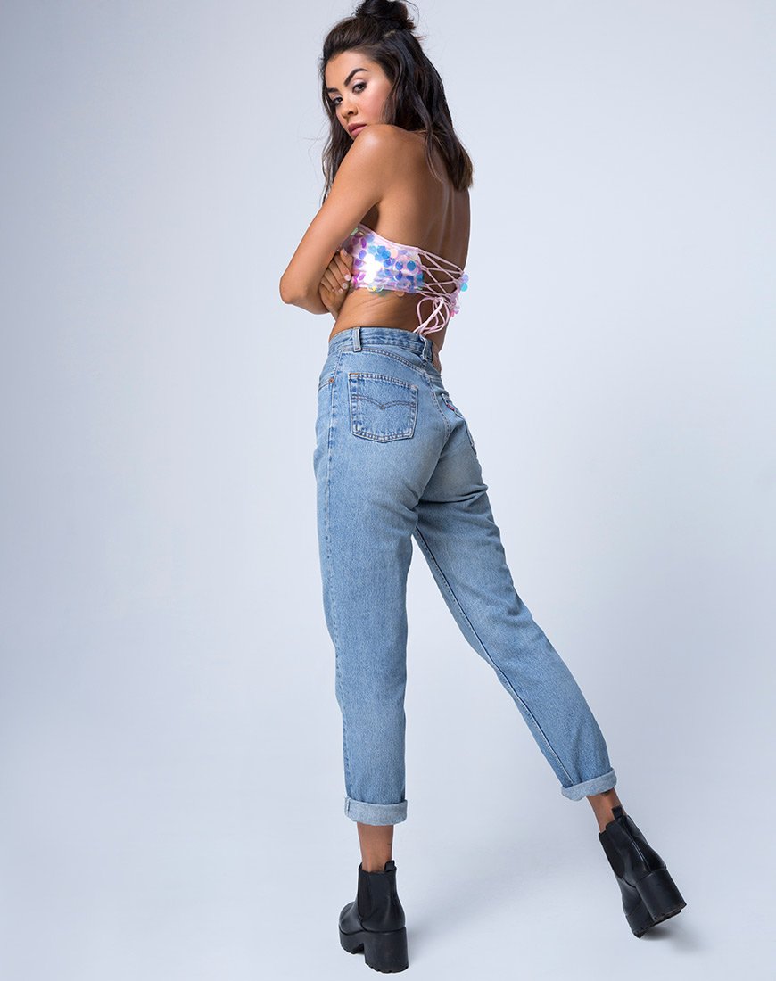 Image of Tube Top In Unicorn Disc Sequin