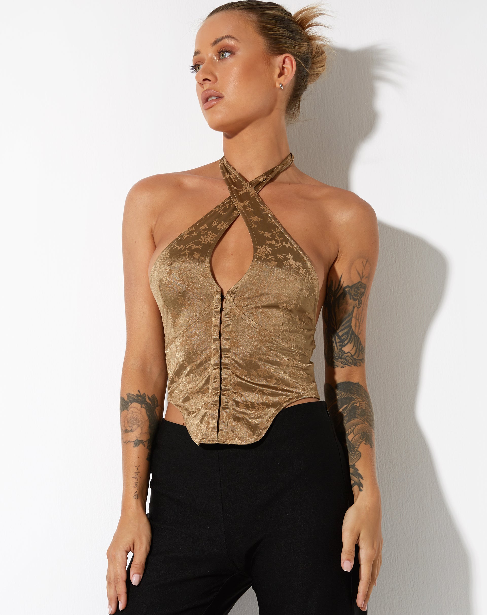 Image de Tukasa Corset Top en Botanist Flocking Olive