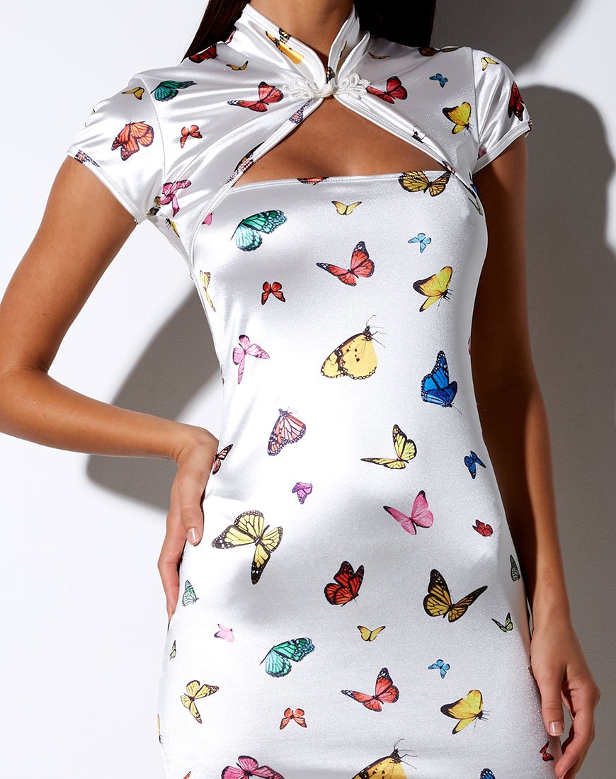 Image de Tuli Bodycon Dress in Cream Butterfly