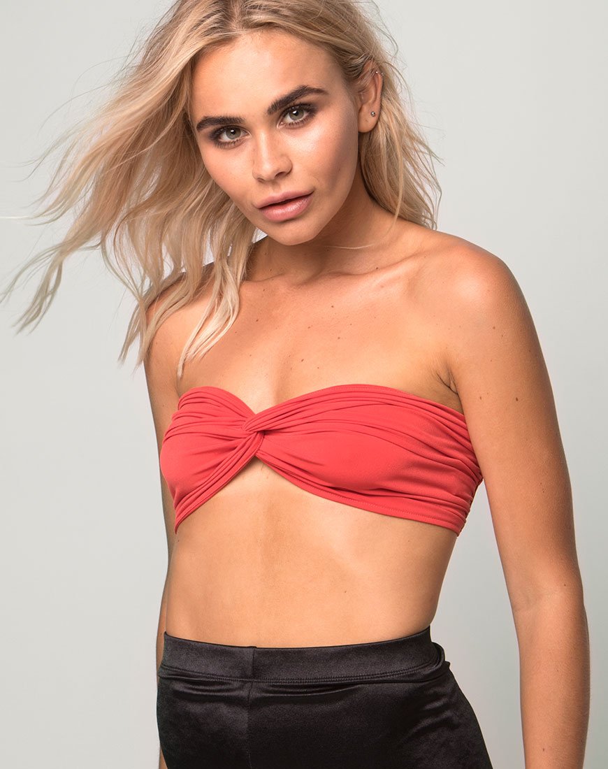 Top bandeau torsadé, orange brûlé