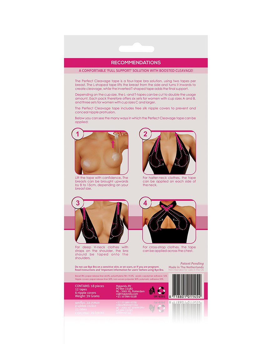 Bye Bra Cleavage Tape et Silk Nipple Covers Cup A-F