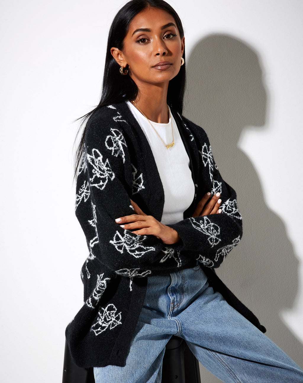 Cardigan Ummi en noir et blanc Cherub