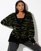 Image de l'Uriela Cardi en tricot Zebra Olive et Noir