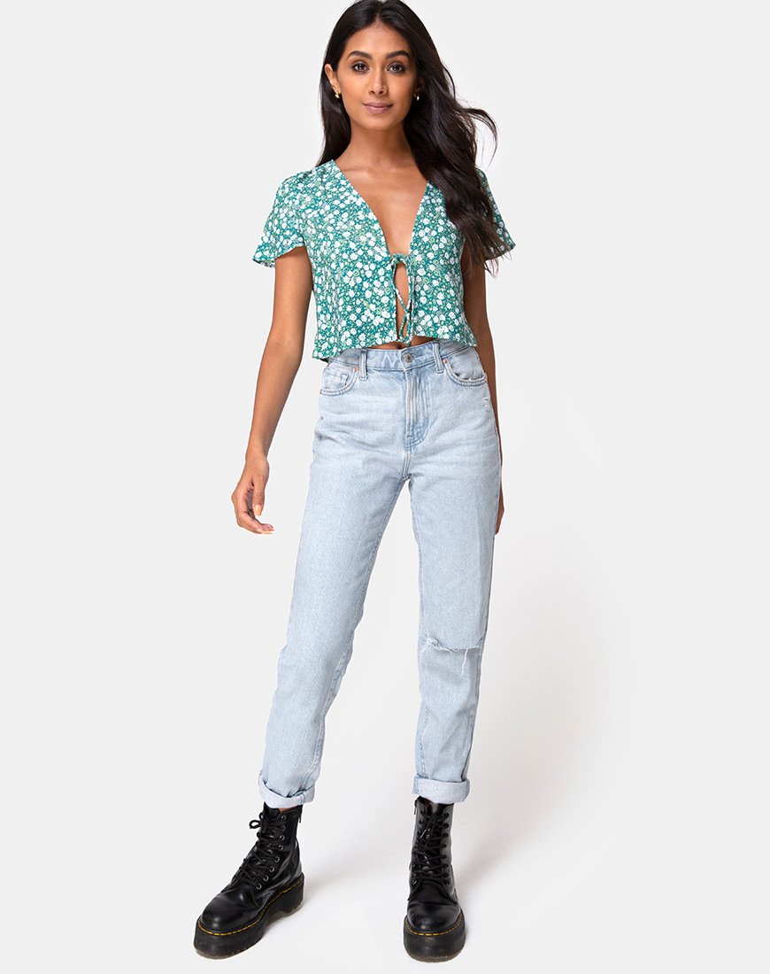 Image of Vaco Blouse in Floral Field Green
