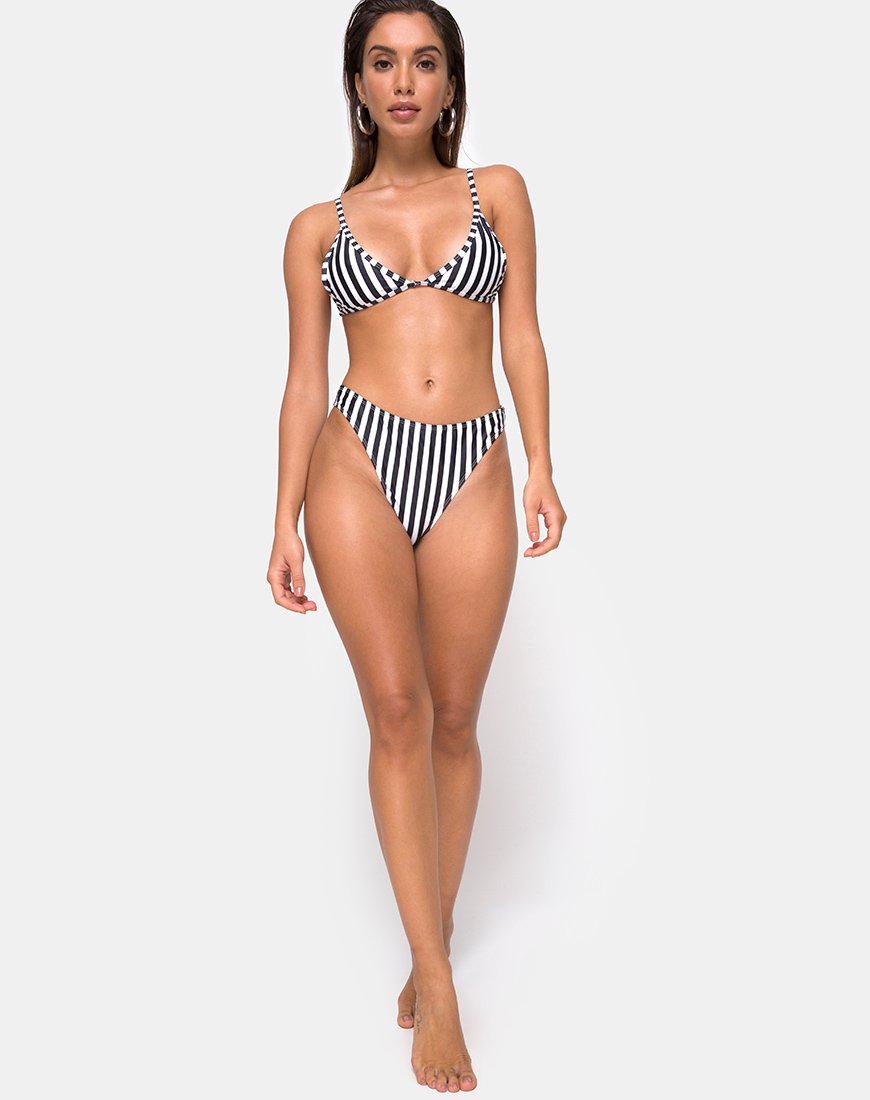 Image de Vader Bikini Top in Black and White Stripe