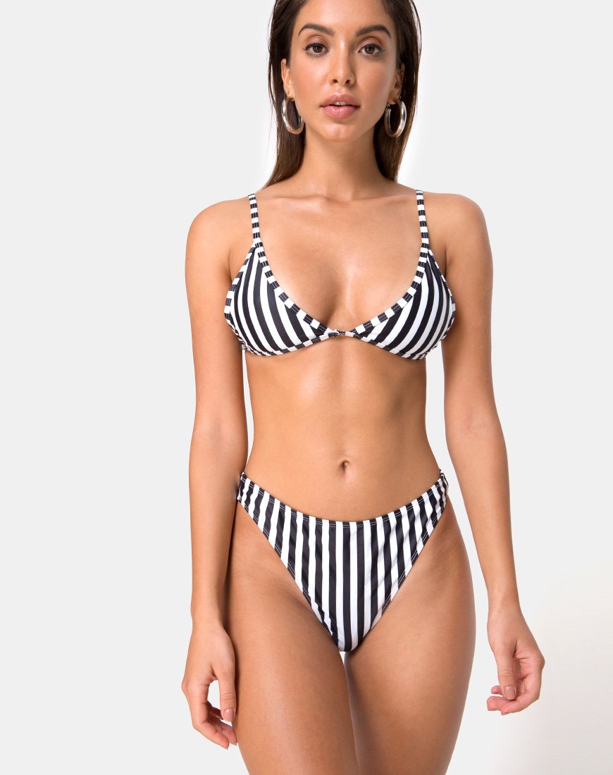 Image de Vader Bikini Top in Black and White Stripe