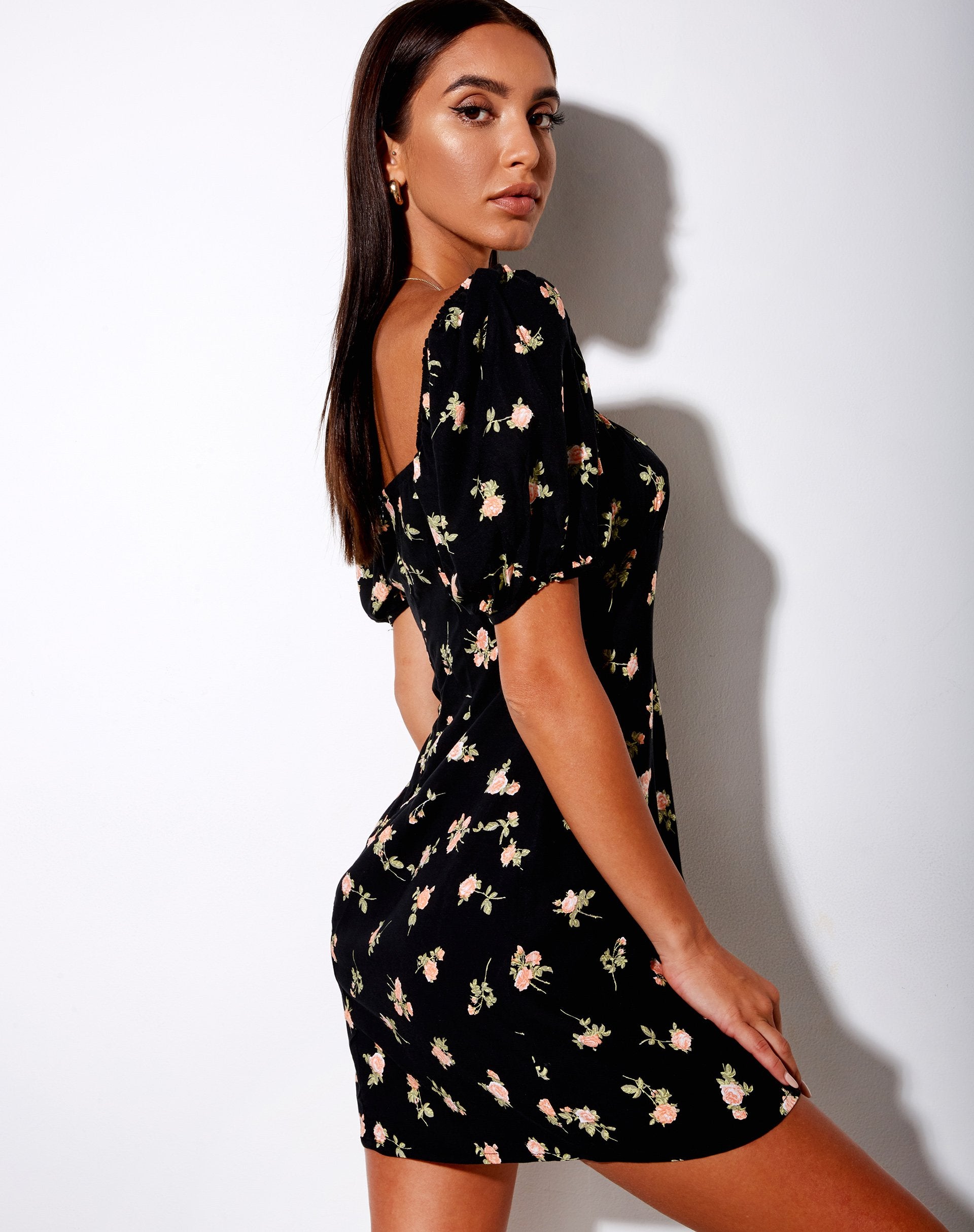 Image de Varie Mini Dress in Rose Garden Black