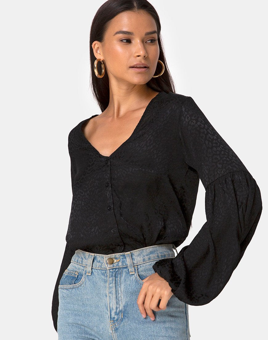 Image de Vautier Top en satin Cheetah Black