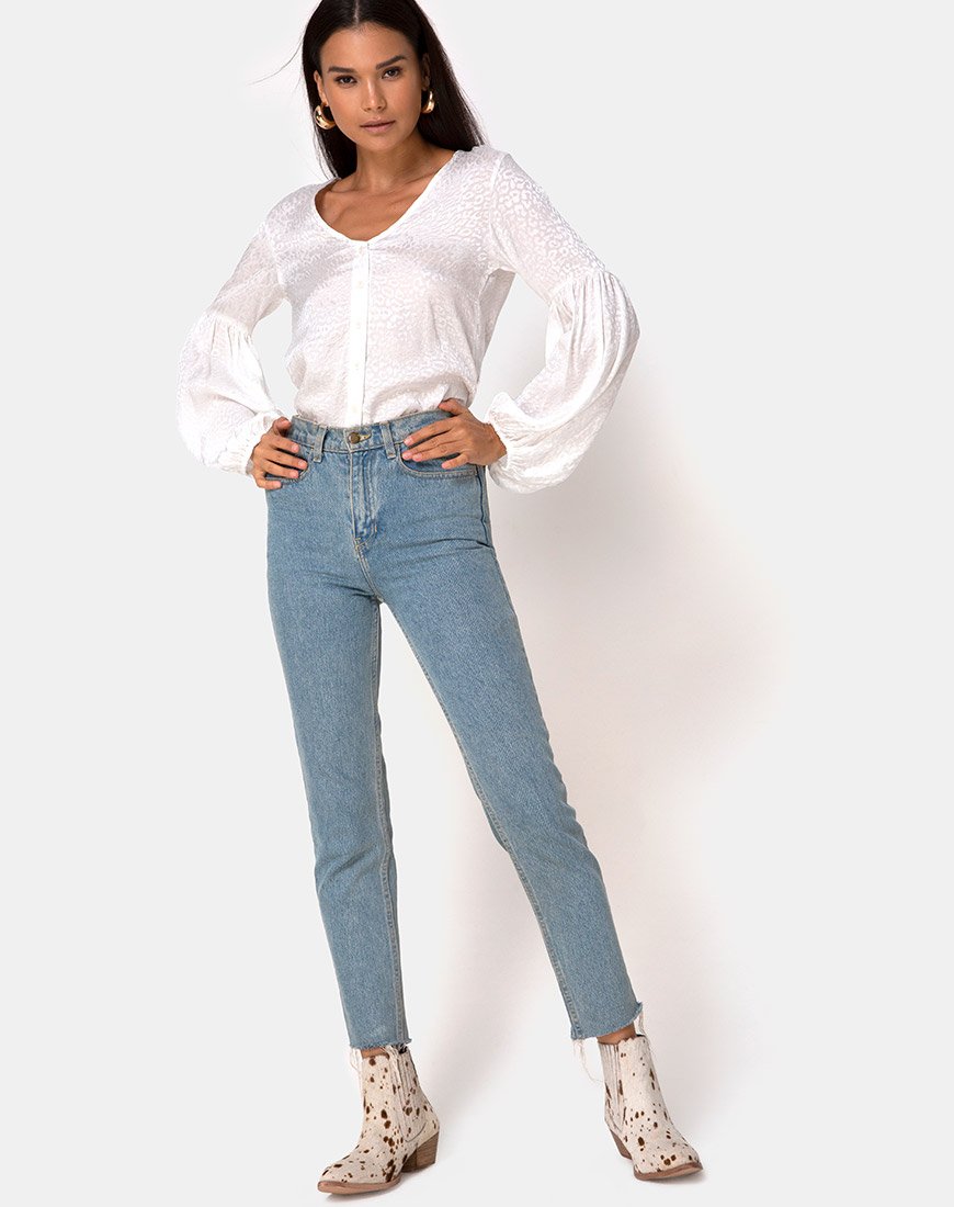 Image de Vautier Top en satin Cheetah Ivory