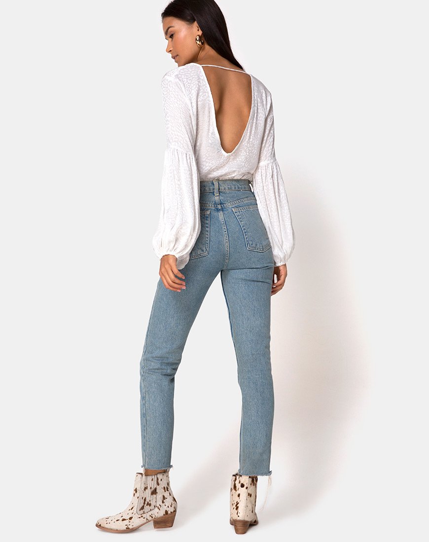 Image de Vautier Top en satin Cheetah Ivory