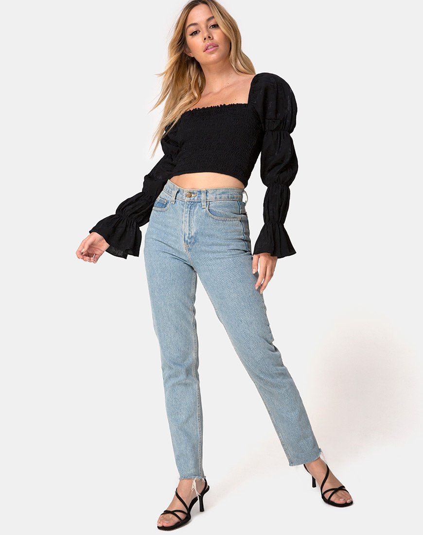 Image de Velina Crop Top in Satin Rose Black