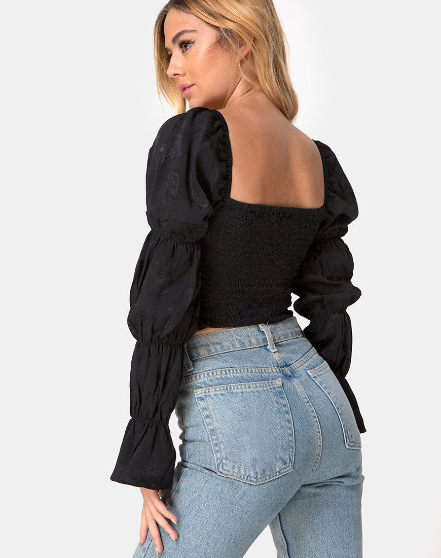 Image de Velina Crop Top in Satin Rose Black