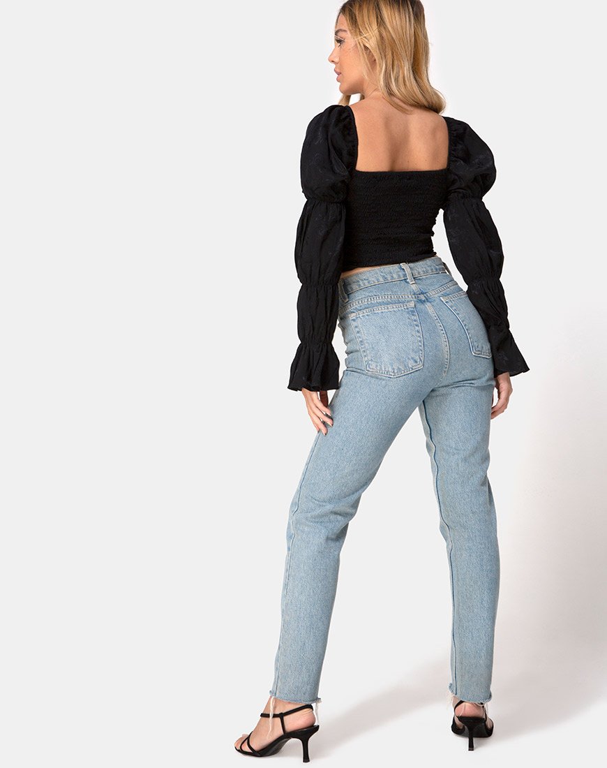 Image de Velina Crop Top in Satin Rose Black