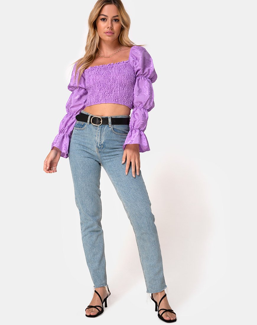 Image de Velina Top en Satin Rose Lilas