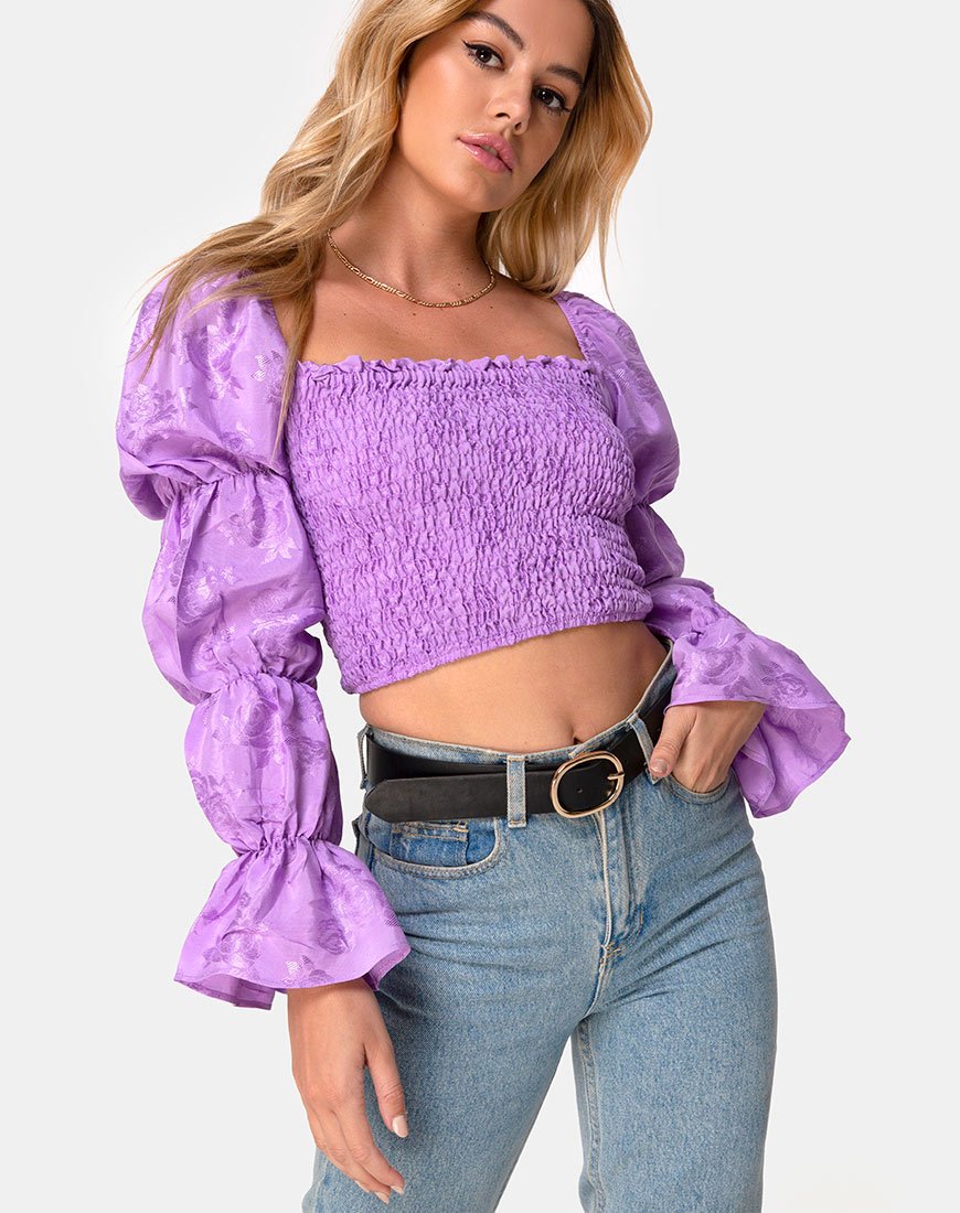Top Velina en satin rose lilas