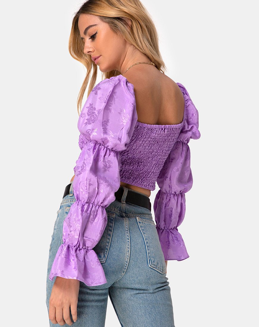 Top Velina en satin rose lilas