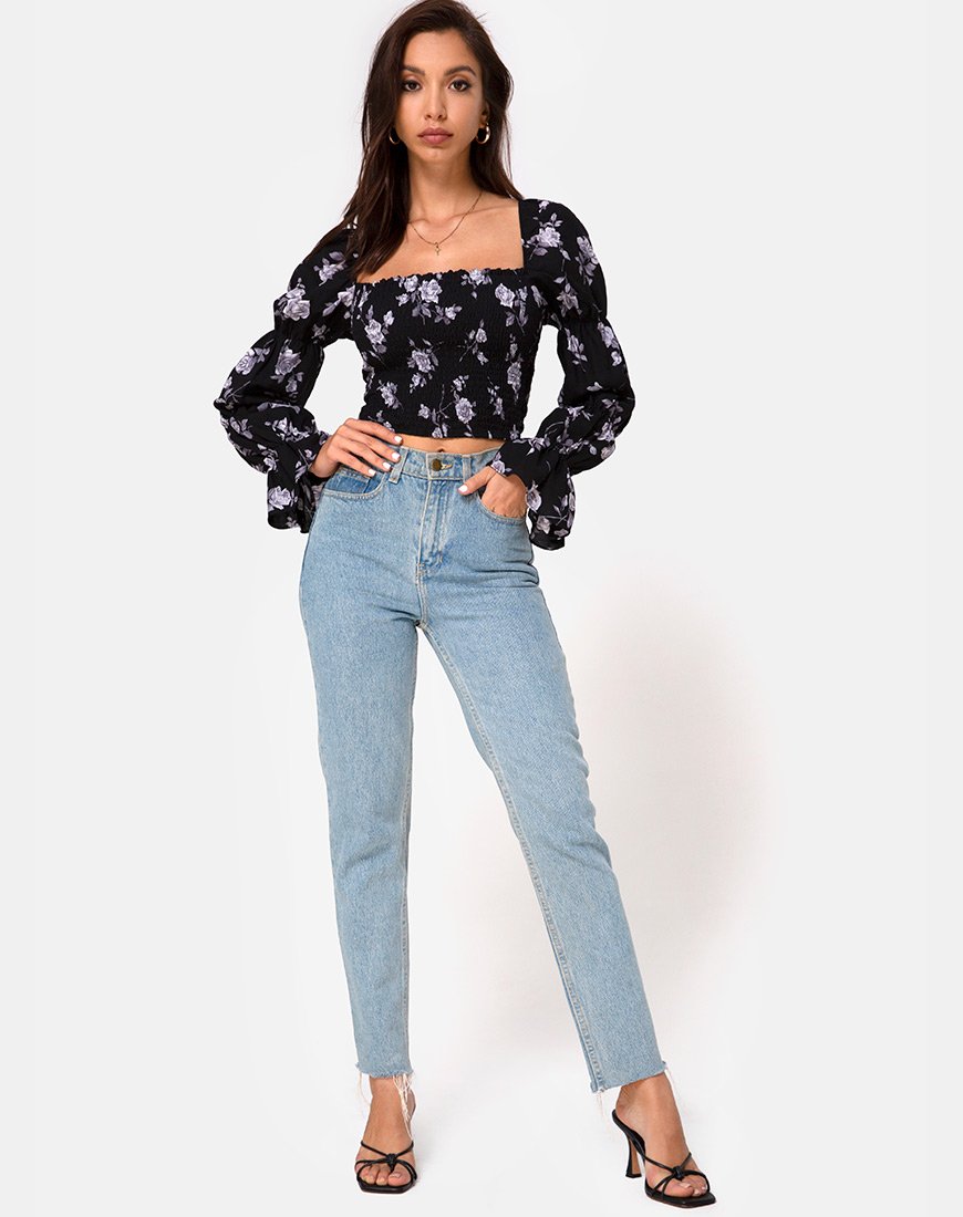 Image de Velina Top en blanc rose noir