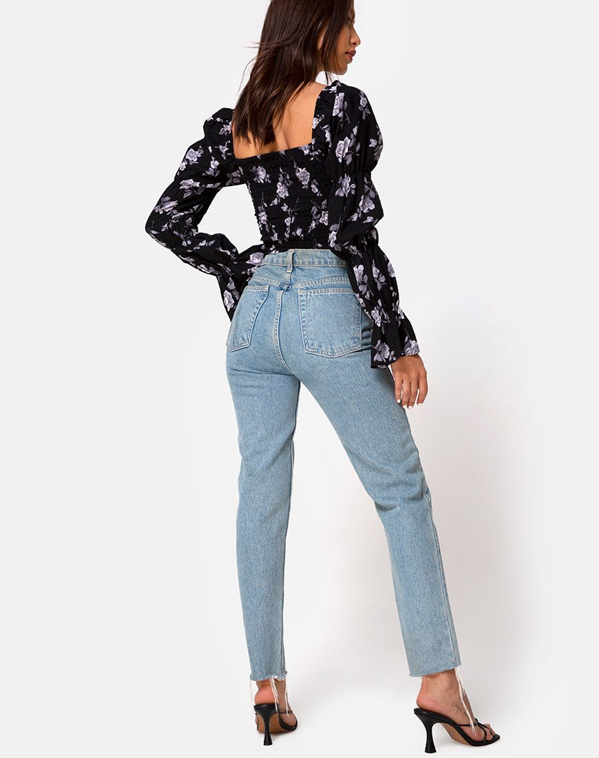 Image de Velina Top en blanc rose noir