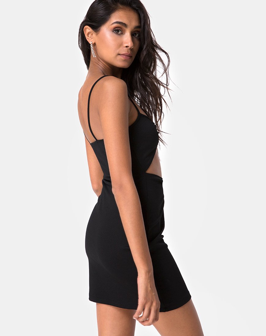 Image of Venchy Bodycon Dress in Diamante Ring Black