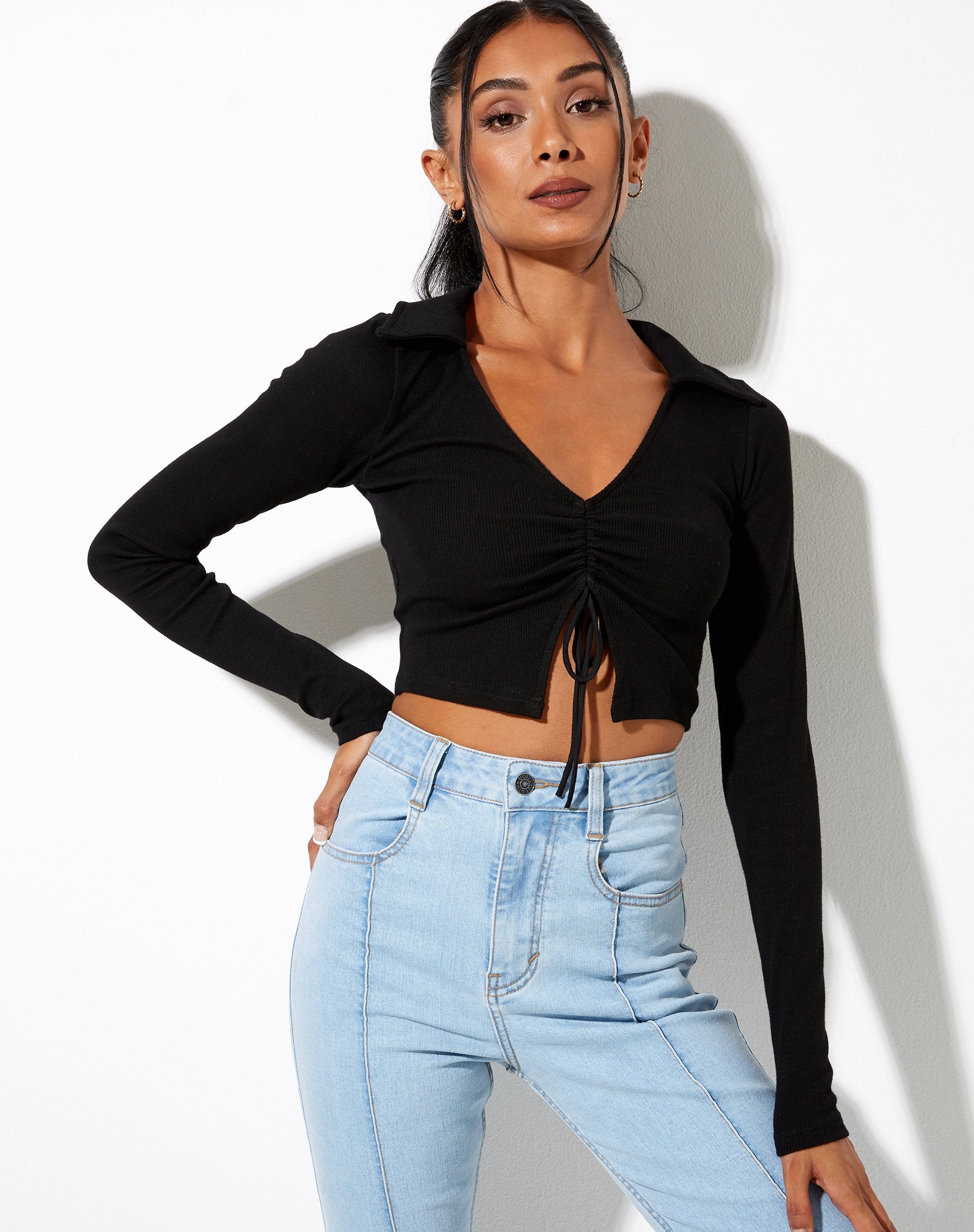 Image de Venema Long Sleeve Top in Rib Black