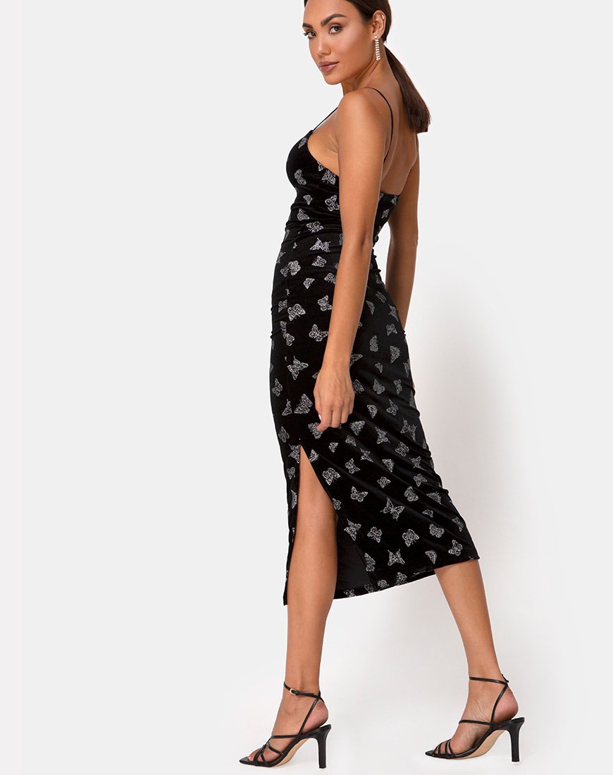 Image de Verdina Robe noire avec papillon pailleté
