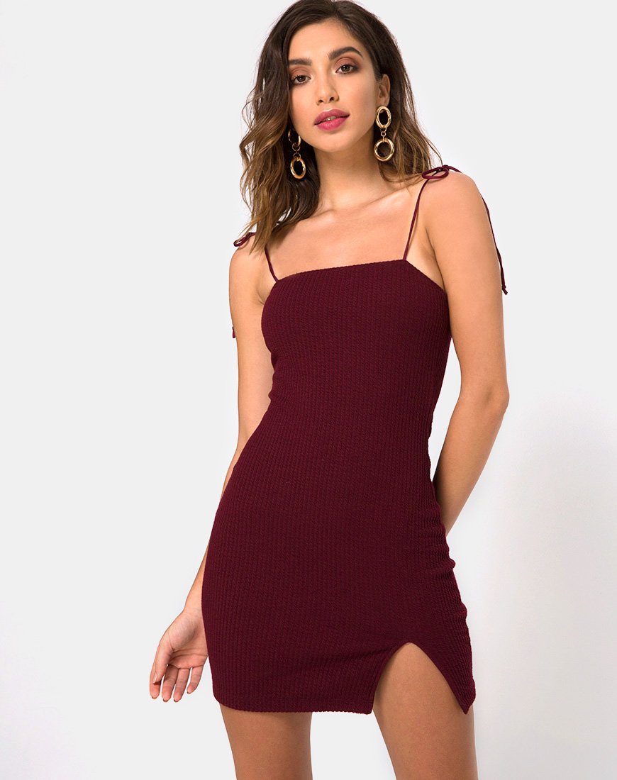 Image de Verso Bodycon Dress in Burgundy