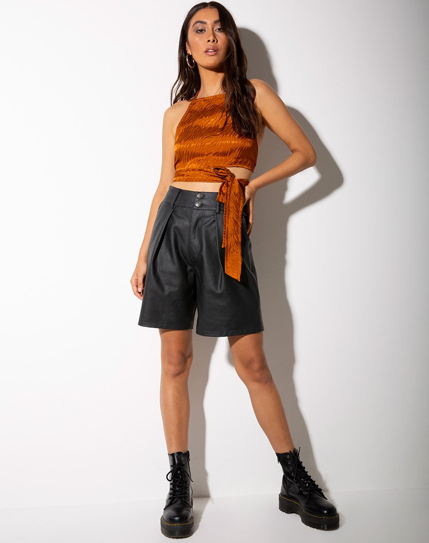 Image de Vhan Crop Top en satin Zebra Golden Coral